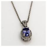Genuine Tanzanite & Diamond Pendant
