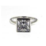 Bezel Set Princess 2.00 ct White Topaz Solitaire