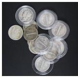 Collection (13) Silver Mercury Dimes