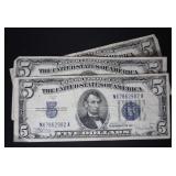 (3) 1934.CBlue Seal $5 Siilver Certificates