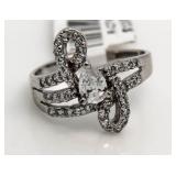 Elegant Pear White Topaz Designer Ring