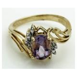 Genuine Amethyst & Diamond Dinner Ring
