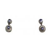 Genuine Tanzanite & Diamond Accent Earrings