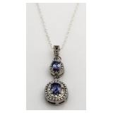 Genuine Tanzanite & Diamond Accent Pendant