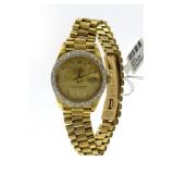 18kt Gold Ladies Presidential Rolex w/ Diamonds