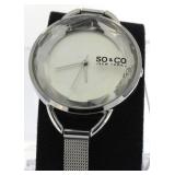 SO & CO New York Ladies Faceted Crystal Dial Watch