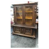 Antique Heavily Carved European China Cabinet