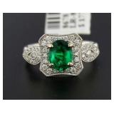 14kt Gold Oval 1.29 ct Emerald & Diamond Ring