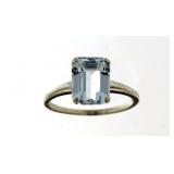 14kt Gold Emerald Cut 3.12 ct Aquamarine Solitaire