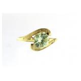 10kt Gold Antique Pale Green Topaz Solitaire