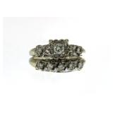 14kt Gold Antique 2 pc Diamond Bridal Set