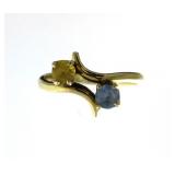 14kt Gold Genuine Yellow Sapphire-Blue Topaz Ring