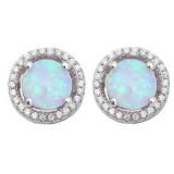 Round 2.00 ct Fire Opal Solitaire Earrings
