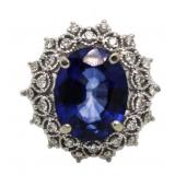 14kt Gold Oval 8.59ct Sapphire & Diamond Ring