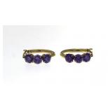 10kt Gold Genuine Amethyst Hoop Earrings