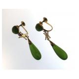 18kt Gold Genuine Chrysoprase Dangle Earrings