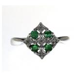 14kt Gold Antique Emerald & Diamond Ring