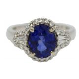 14kt Gold 4.33 ct Sapphire & Diamond Ring