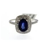 14kt Gold Oval 2.07 ct Sapphire & Diamond Ring