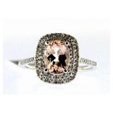 14kt Gold Oval 1.37 ct Morganite & Diamond Ring