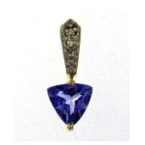 14kt Gold Trillion Tanzanite & Diamond Pendant