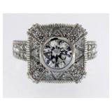 Antique Style 4.00 ct Emerald & White Topaz Ring