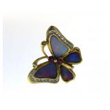 14kt Gold Black Opal & Diamond Brooch