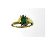 10kt Gold Genuine Emerald & Diamond Ring