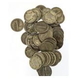 Collection (50) Silver Mercury Dimes