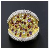 Genuine Multi Gemstone Large Designer Ring