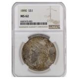 1890 MS62 Morgan Silver Dollar