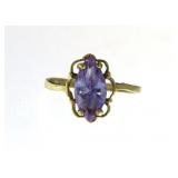 10kt Gold Vintage Marquise Kunzite Solitaire
