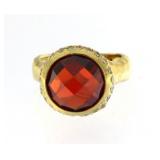 Round 6.50 ct Orangy Red Sapphire Ring