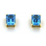 14kt Gold Genuine 4.00 ct Blue Topaz Earrings