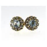 Genuine Blue Topaz & Diamond Earrings