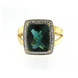 Cushion Cut 5.50 ct Diopside & Diamond Accent Ring