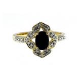 Genuine Oval Sapphire & Diamond Accent Ring