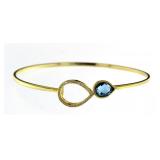 Pear Cut Aquamarine Designer Cuff Bracelet