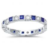 Antique Style Blue & White Sapphire Eternity Band