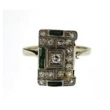 14kt Gold Antique Emerald & Diamond Ring