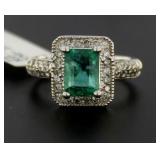 14kt Gold Step Cut 2.70 ct Emerald & Diamond Ring