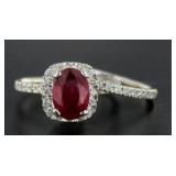 14kt Gold 3.01 ct Ruby & Diamond 2 pc Bridal Set