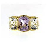 Genuine 8.00 ct Amethyst & White Topaz Ring