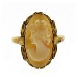 10kt Gold Antique Shelll Carved Cameo Ring