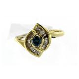 14kt Gold Genuine Blue & White Diamond Ring