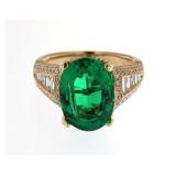 14kt Gold 7.56 ct Emerald & Diamond Ring