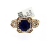 14kt Rose Gold 3.09 ct Sapphire & Diamond Ring
