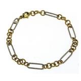 14kt Gold Two Tone Designer 7.5" Bracelet