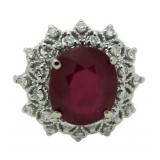 14kt Gold Oval 6.55 ct Ruby & Diamond Ring