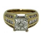 14kt Gold 2.00 ct Princess Quad Diamond Ring
